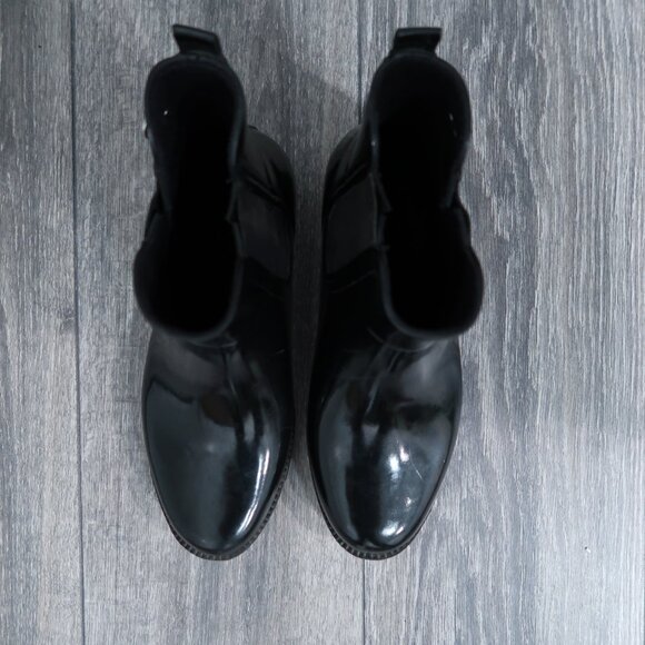 Michael Kors Shoes Womens 8 Black Chelsea Rain Boots Ankle Booties Slip On - Picture 2 of 15